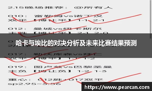 哈卡与埃比的对决分析及未来比赛结果预测